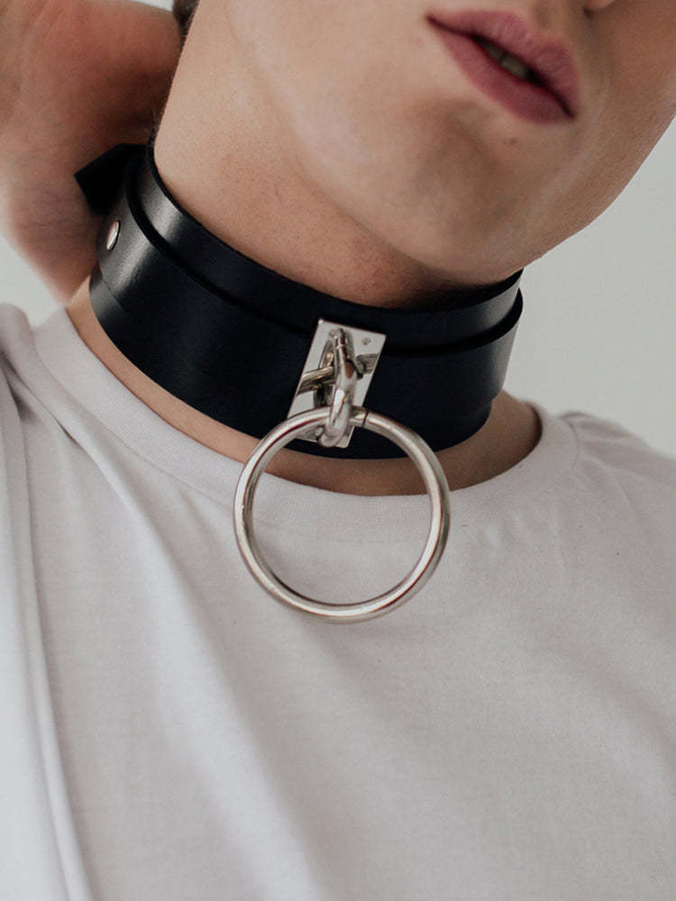 BLACKRISS™Leather Ring Traction Rope Choker-Blackriss