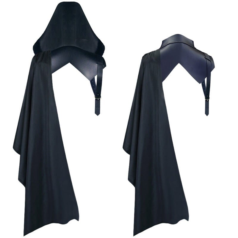 BLACKRISS™Men's Gothic Strappy Faux Leather Splice Cape-Blackriss
