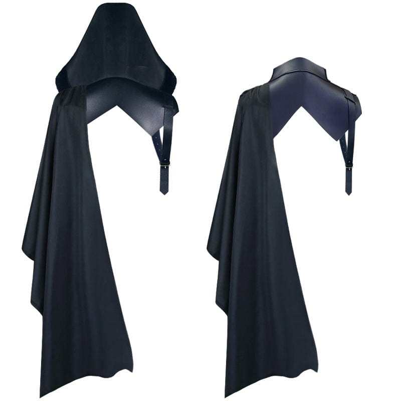BLACKRISS™Men's Gothic Strappy Faux Leather Splice Cape-Blackriss