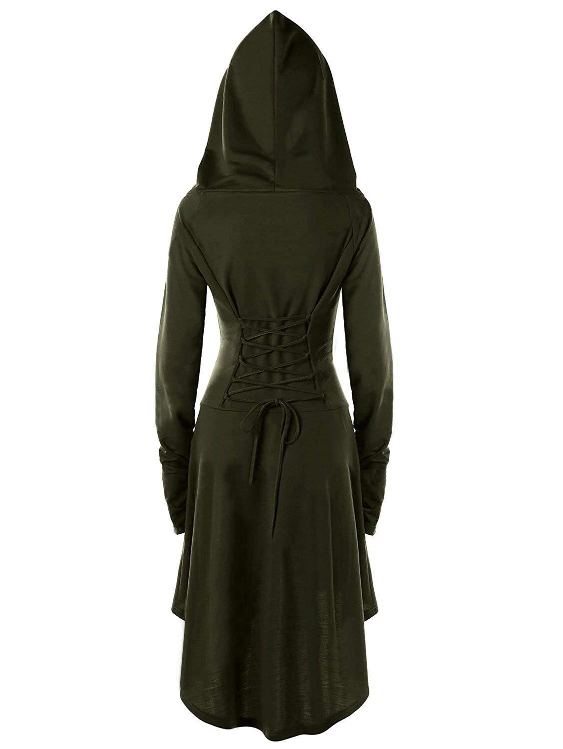 BLACKRISS™Gothic Punk Black Hooded Dresses for Women-Blackriss