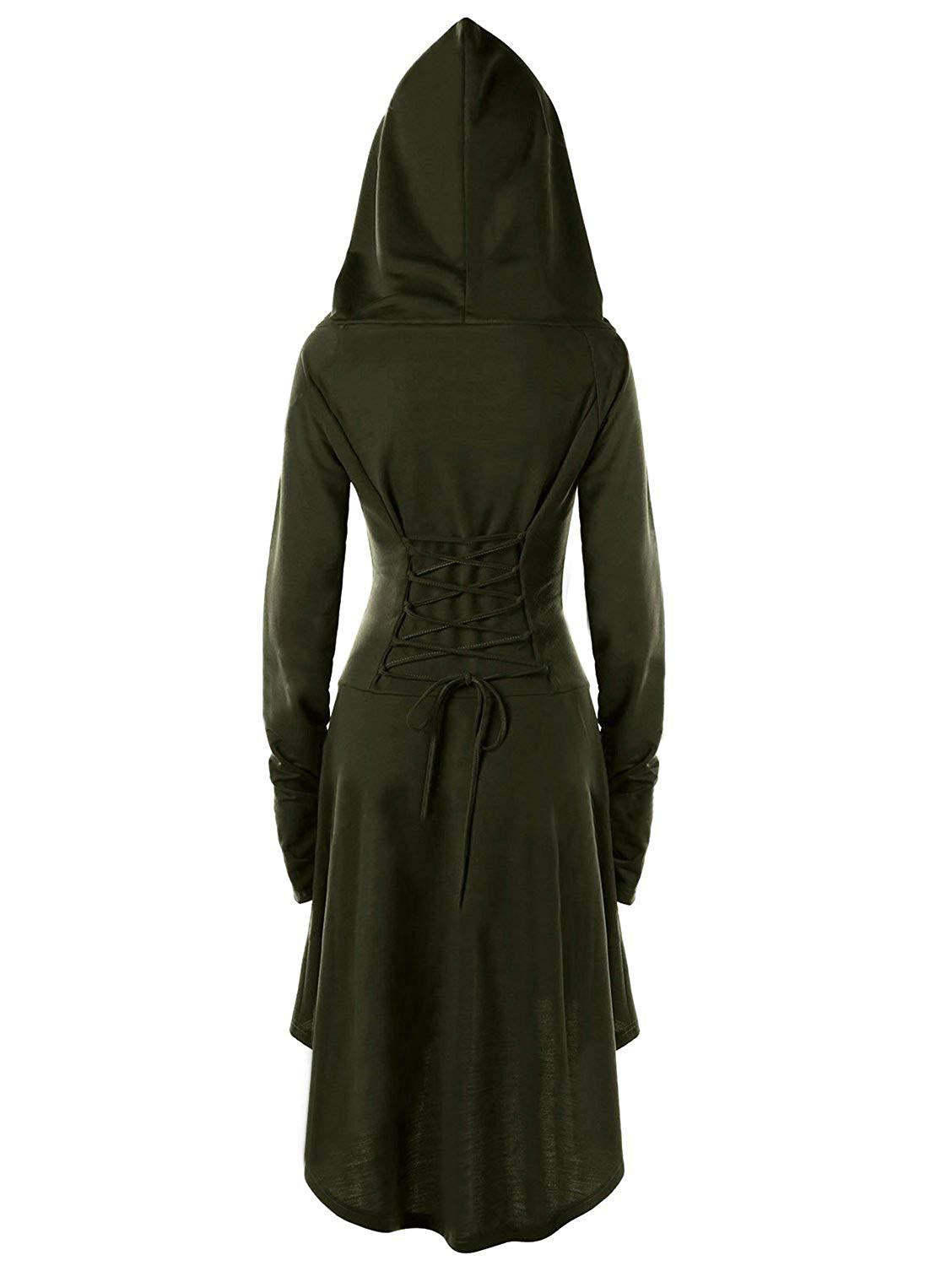 BLACKRISS™Gothic Punk Black Hooded Dresses for Women-Blackriss