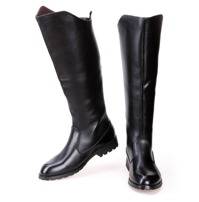 BLACKRISS™Men's Plain Toe Back Zip Martin Boots Men Riding Boots-Blackriss