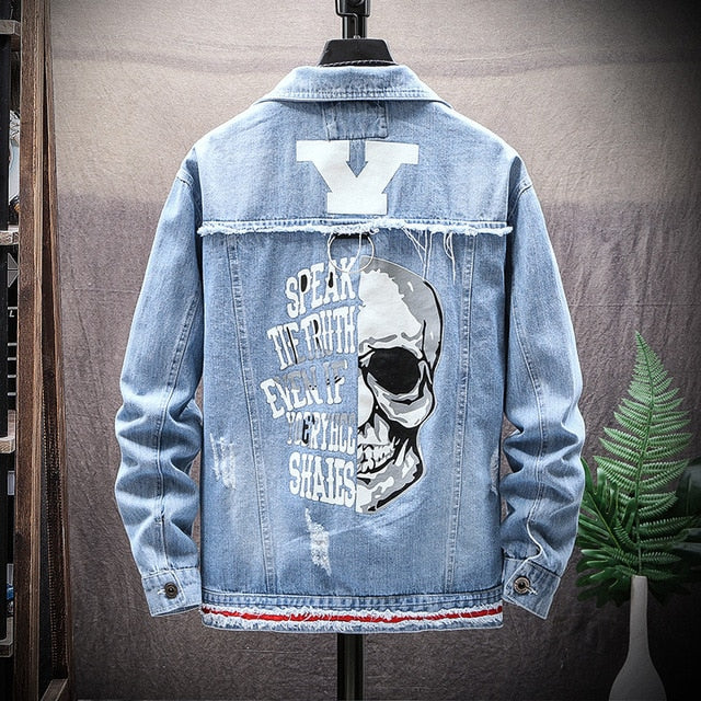 Blackriss™Men's Skull Denim Jacket-Blackriss