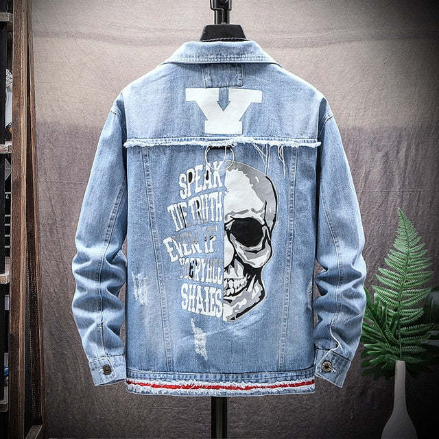 Blackriss™Men's Skull Denim Jacket-Blackriss