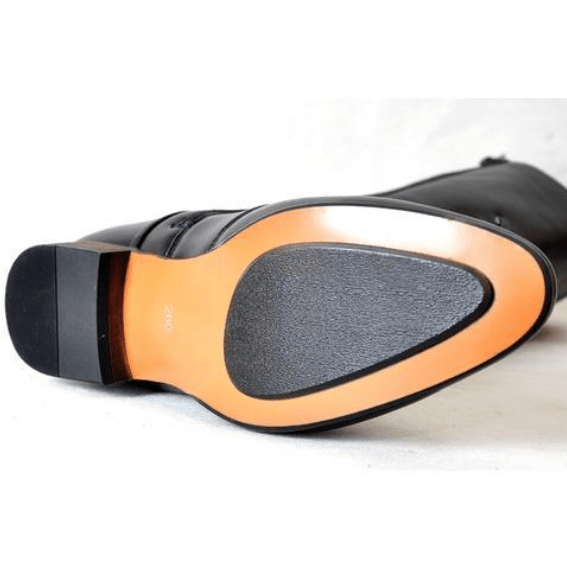 BLACKRISS™Men's Buckle Up Zipper Faux Leather Pointed Martin Boots-Blackriss