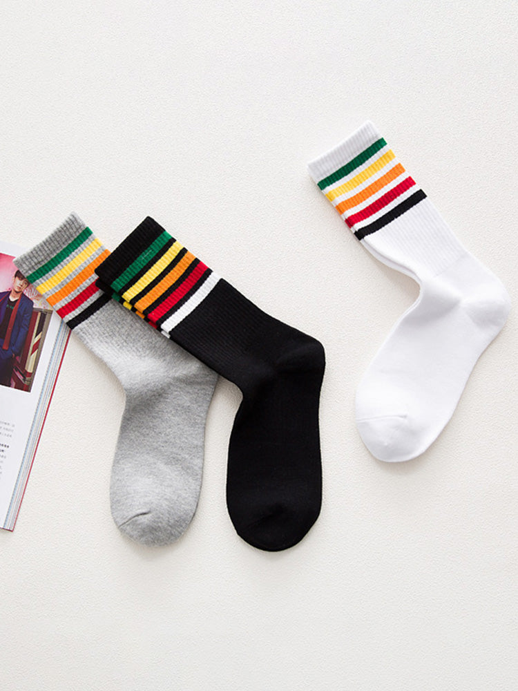 BLACKRISS™Rainbow Striped Cotton Sports Socks-Blackriss