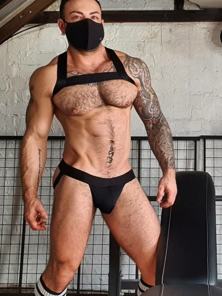 BLACKRISS™Men's Double Thong Briefs Harness Set-Blackriss