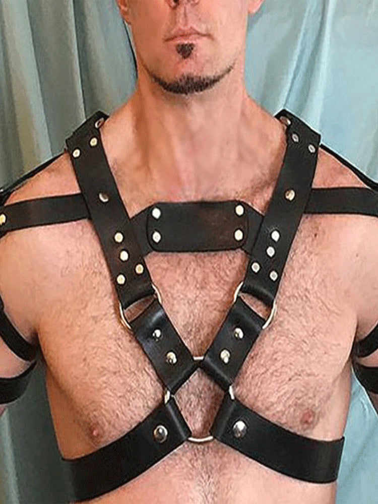 BLACKRISS™Sexy Men's Leather Hunk Harness Strap - Black-Blackriss