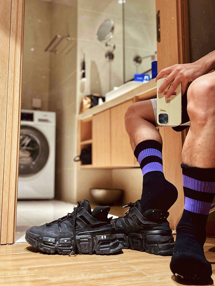 BLACKRISS™Men's Fashion Terry Striped Mid Tube Socks-Blackriss