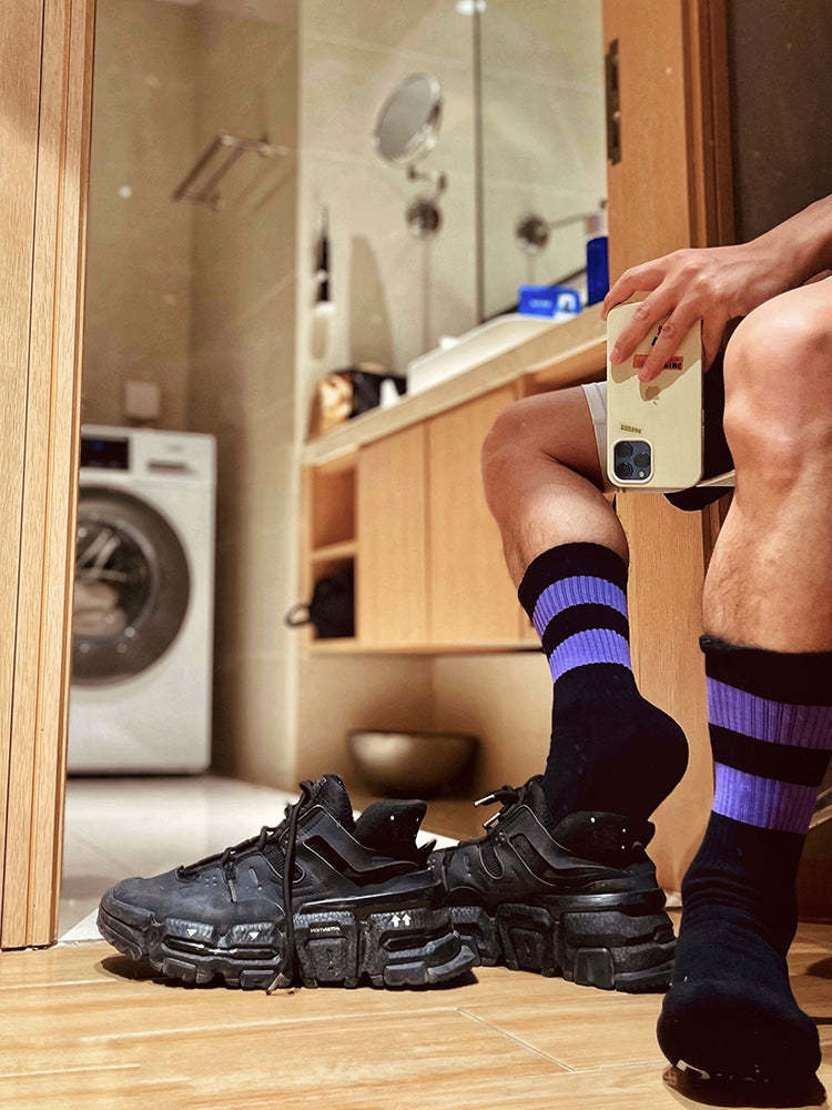 BLACKRISS™Men's Fashion Terry Striped Mid Tube Socks-Blackriss