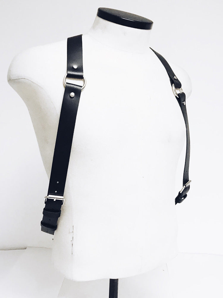 BLACKRISS™Men's Leather Restraints Shoulder Strap Harness - Black-Blackriss