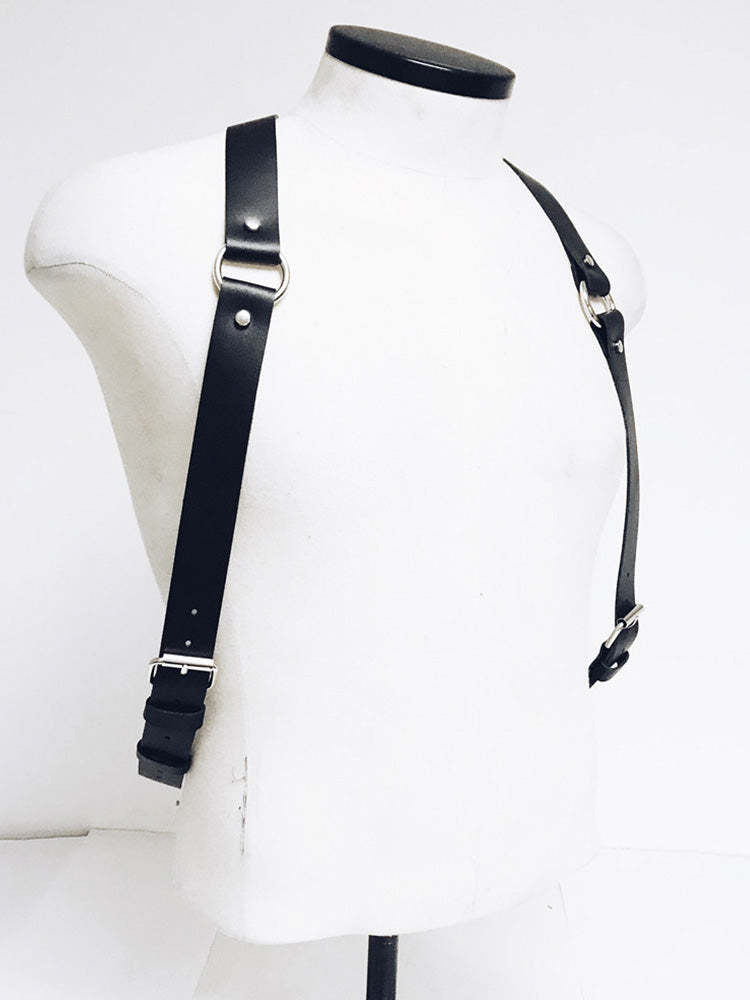BLACKRISS™Men's Leather Restraints Shoulder Strap Harness - Black-Blackriss