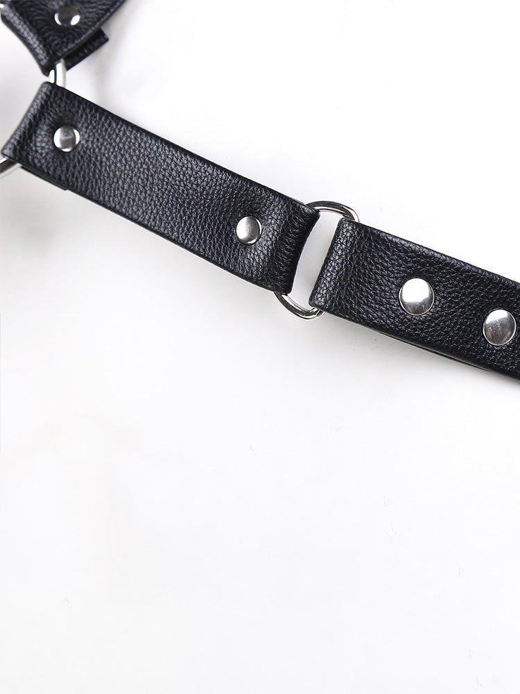 BLACKRISS™Sexy Double Thong Men's Low Waist Leather Panties Shaping Chest Strap-Blackriss