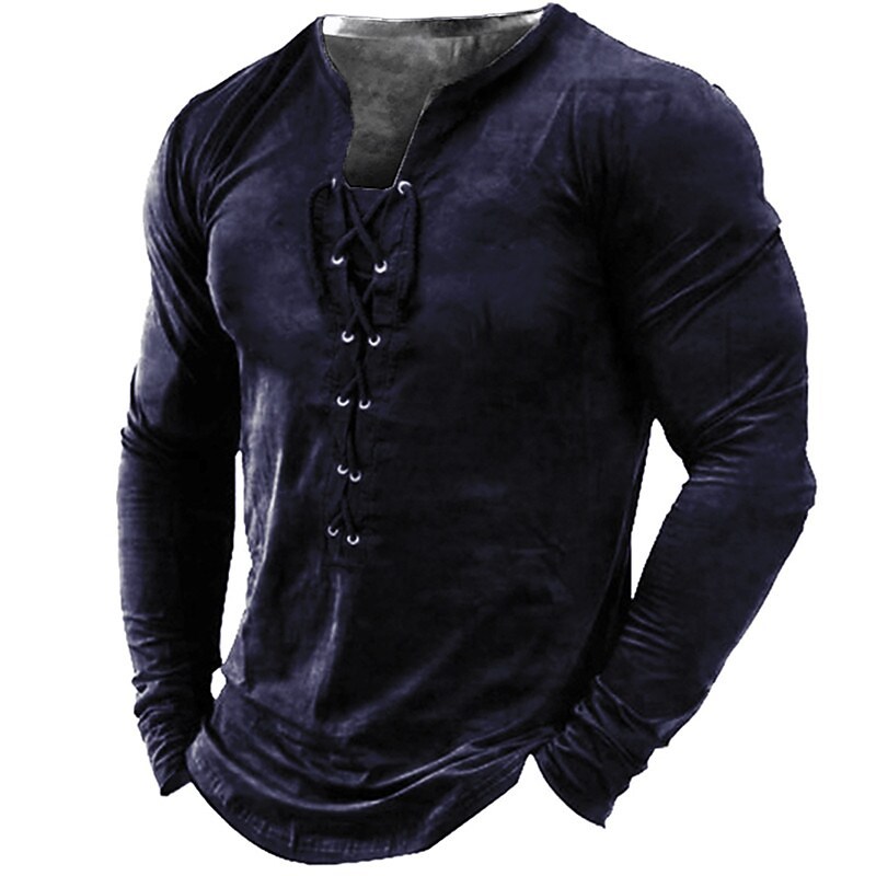 BLACKRISS™Men's T shirt Tee Solid Color V Neck Dark Green Royal Blue Brown Black-Blackriss