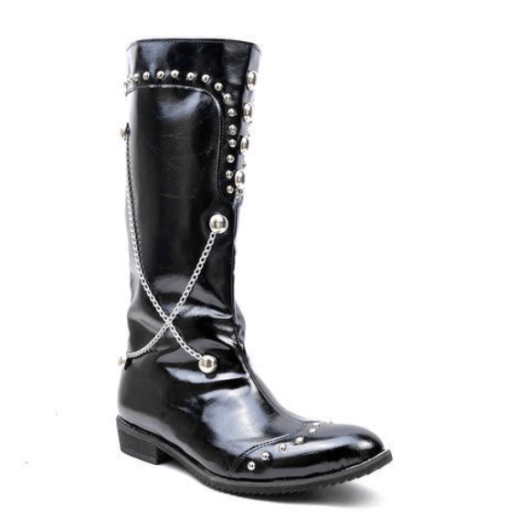 BLACKRISS™Men's Rivets Metal Chain Pointed Martin Boots-Blackriss