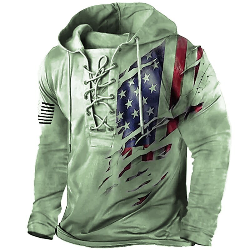 BLACKRISS™Men's Unisex Pullover Hoodie Sweatshirt Hooded Graphic Prints National-Blackriss