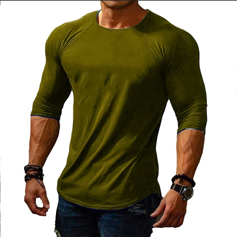 BLACKRISS™Men's Workout Shirt Running Shirt Patchwork Long Sleeve Base Layer Top-Blackriss