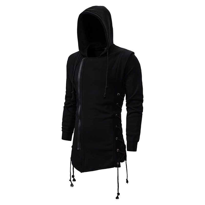BLACKRISS™Dark Tie Hooded Loose Coat Zipper Hoodie-Blackriss