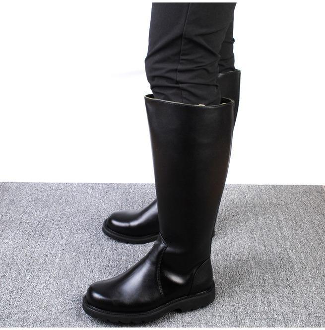 BLACKRISS™Men's Cowboy Cowhide Ankle Biker Zipper Boots-Blackriss