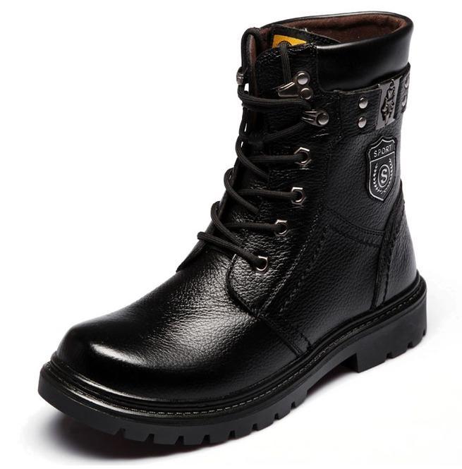 BLACKRISS™Men's Iron Buckle Strap Lace Up Martin Boots-Blackriss
