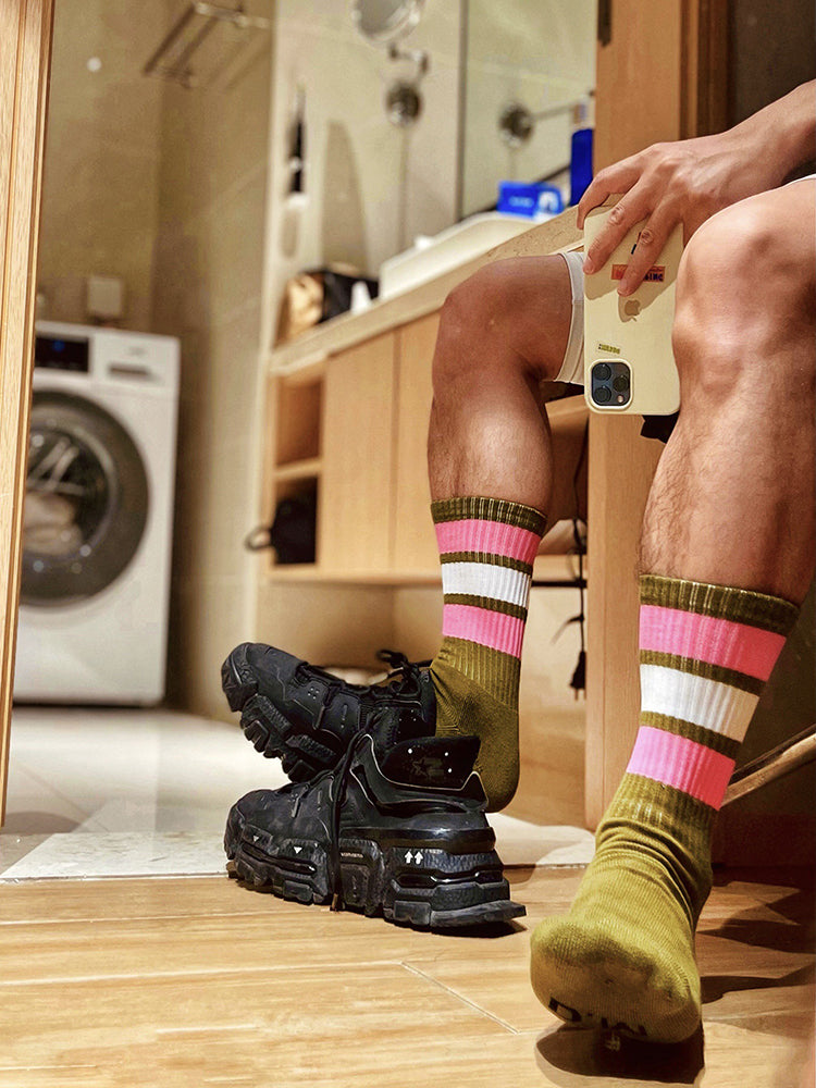 BLACKRISS™Men's Fashion Terry Striped Mid Tube Socks-Blackriss