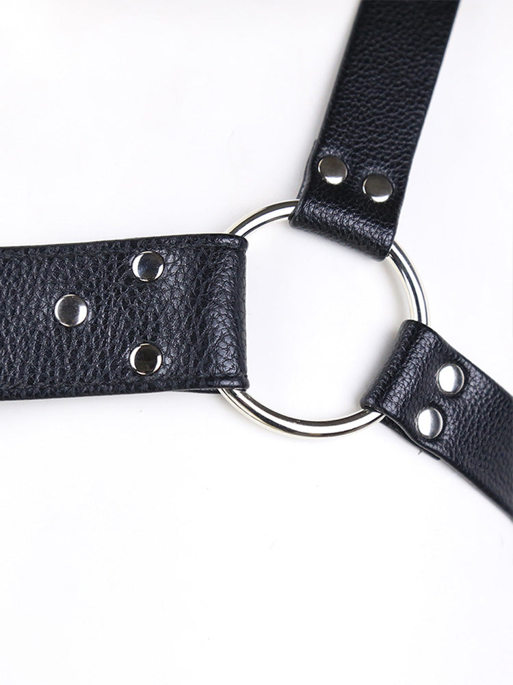 BLACKRISS™Sexy Double Thong Men's Low Waist Leather Panties Shaping Chest Strap-Blackriss