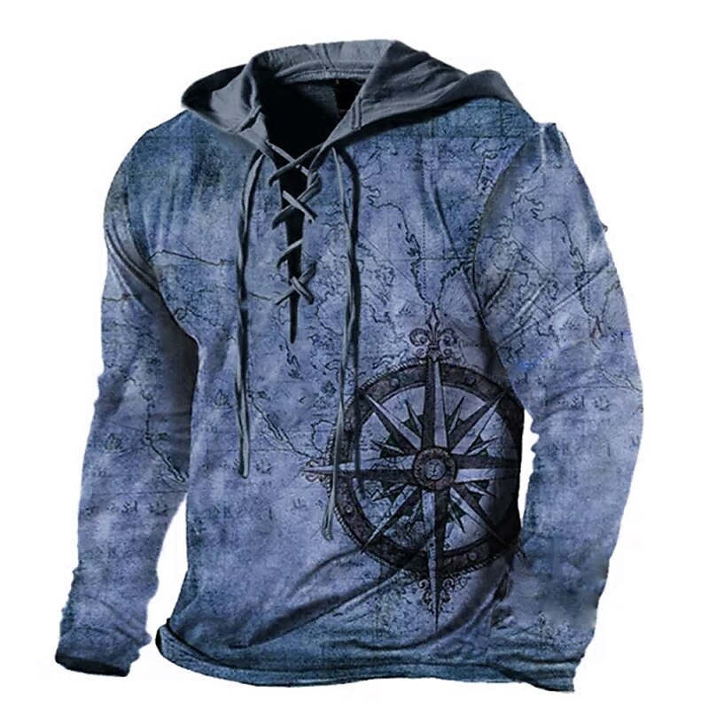 BLACKRISS™Men's Unisex Pullover Hoodie Sweatshirt Hooded Graphic Prints Lace up-Blackriss