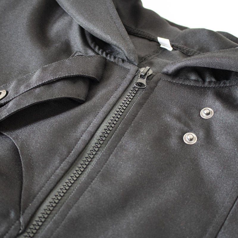 BLACKRISS™Men's Gothic Irregular Buckles Long Coat with Hood-Blackriss