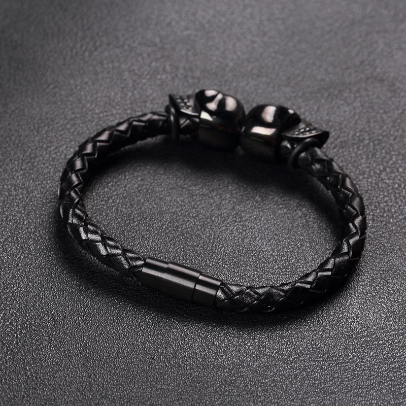 Blackriss™Black Leather Skull Bracelet-Blackriss