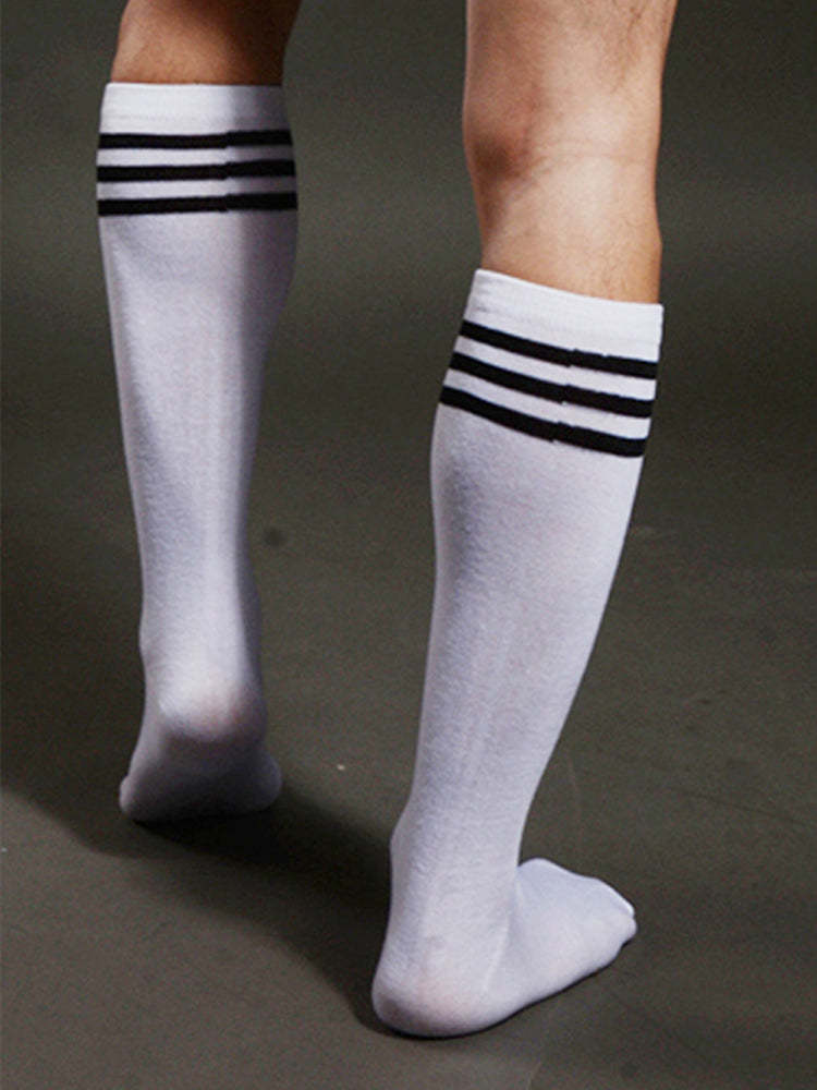 BLACKRISS™Striped White Crew Sports Socks-Blackriss