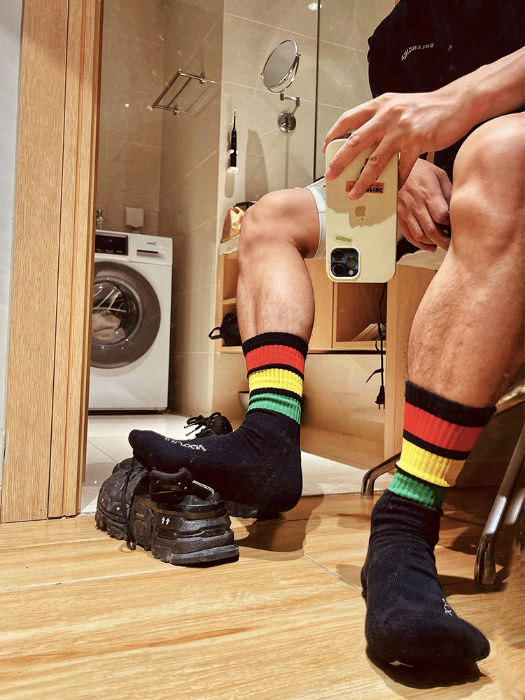 BLACKRISS™Rainbow Striped Sports Cotton Socks-Blackriss