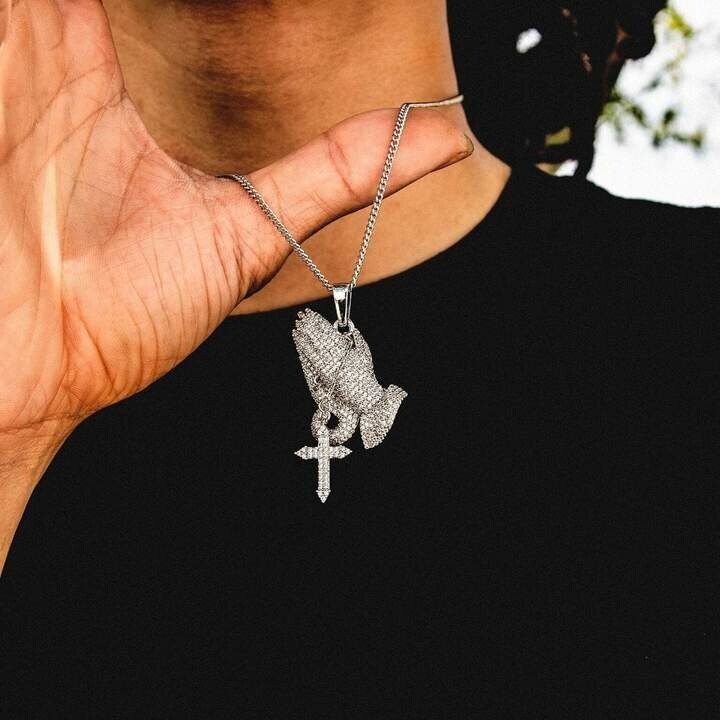 BLACKRISS™Praying Hands Cross Pendant--Hip Hop Jewelry | Gift for Him-Blackriss