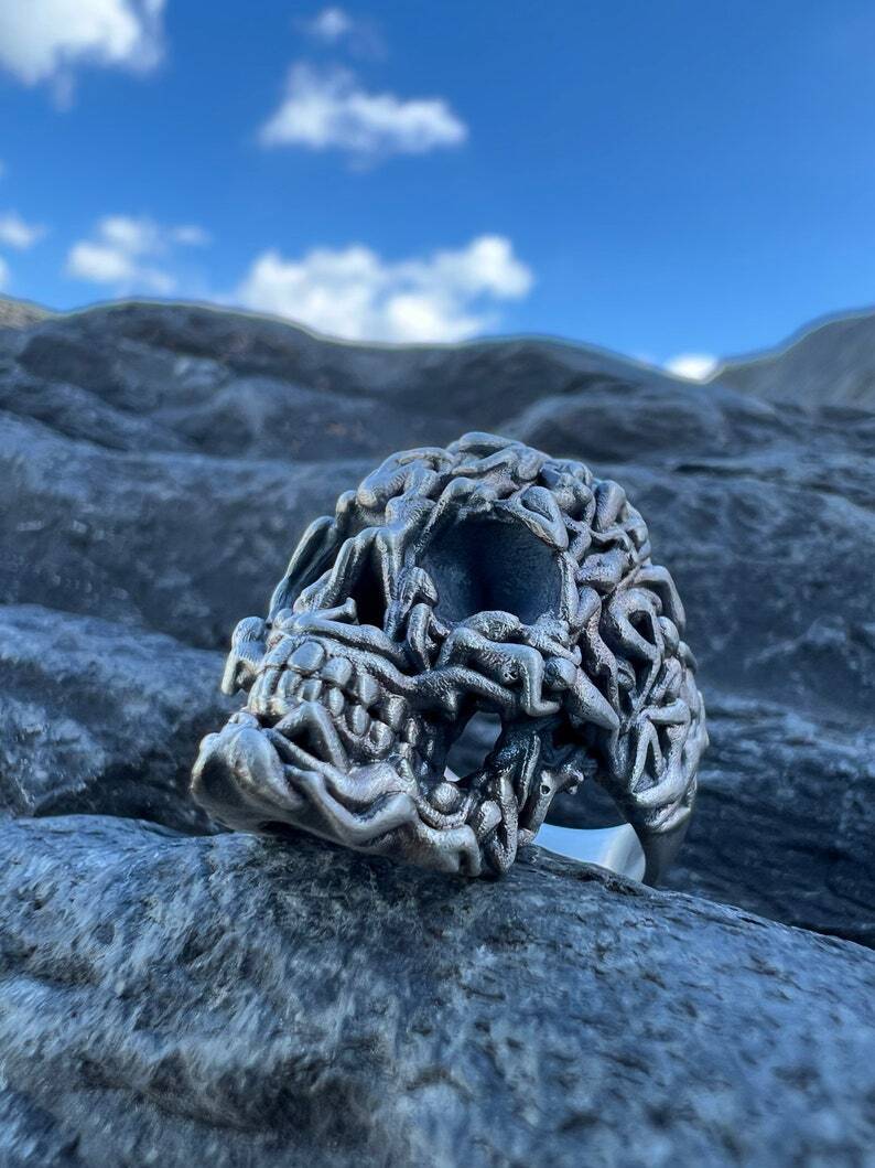 BLACKRISS™Gothic Death Skull Ring - Sterling Silver Skull Ring-Blackriss