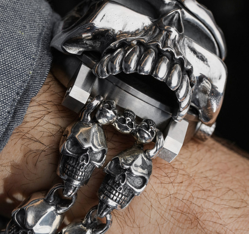 BLACKRISS™Men's Raging Skull Watch--Openable sterling silver skull cap-Blackriss