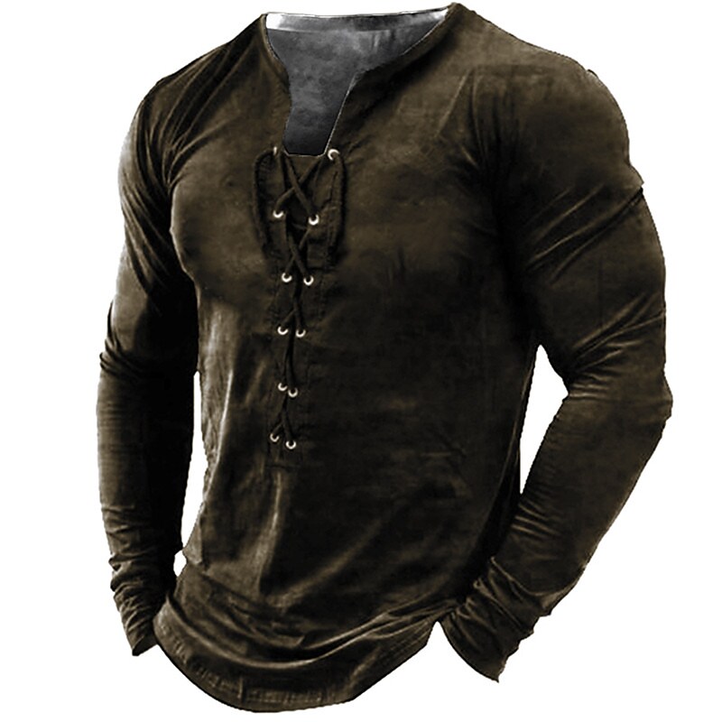 BLACKRISS™Men's T shirt Tee Solid Color V Neck Dark Green Royal Blue Brown Black-Blackriss