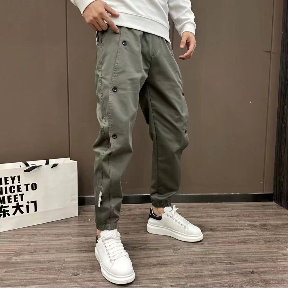 Men's Casual Button Pants-Blackriss