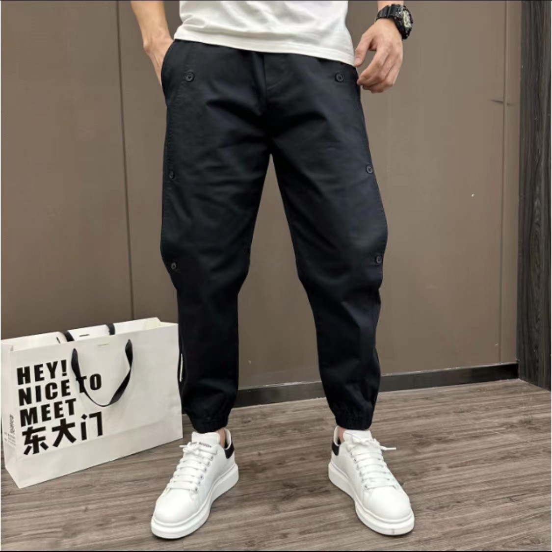 Men's Casual Button Pants-Blackriss