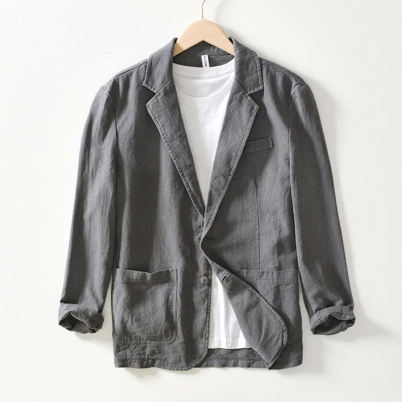 Classic Linen Blazer-Blackriss