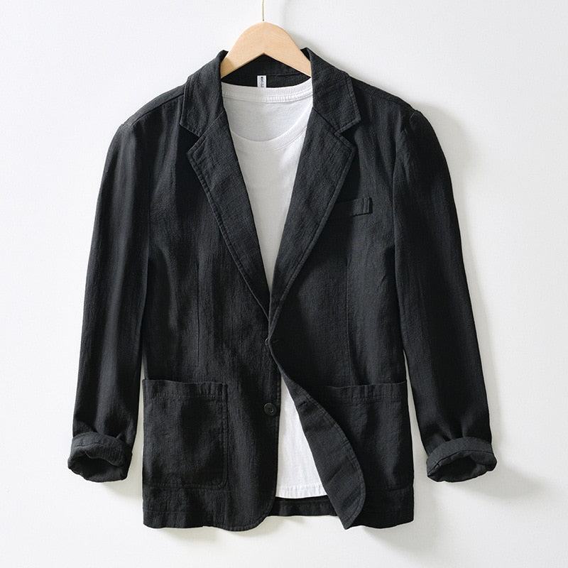 Classic Linen Blazer-Blackriss