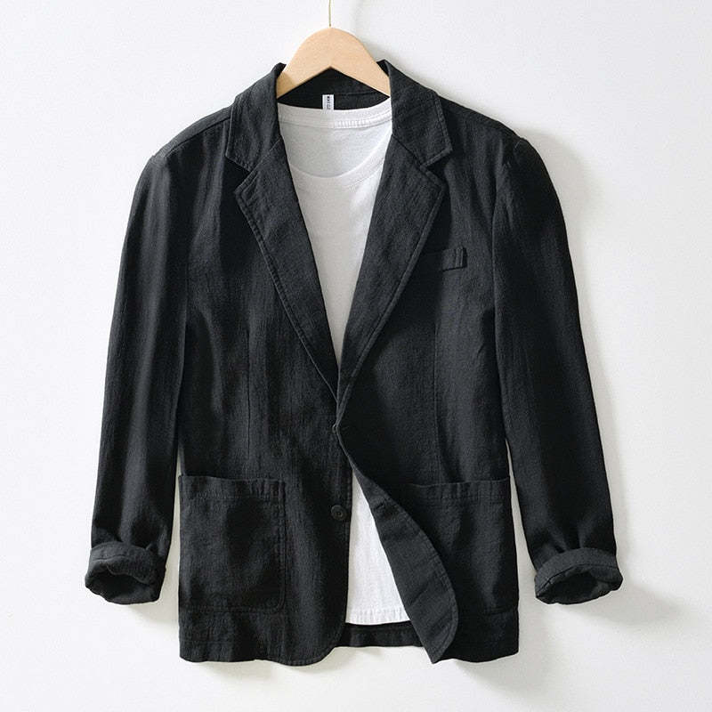 Classic Linen Blazer-Blackriss