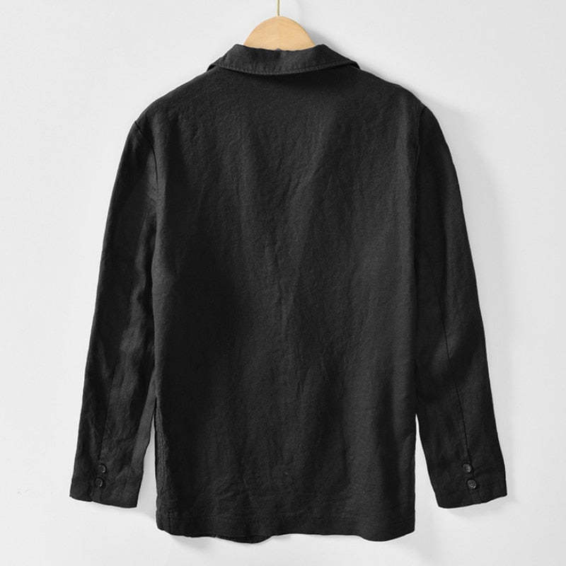 Classic Linen Blazer-Blackriss