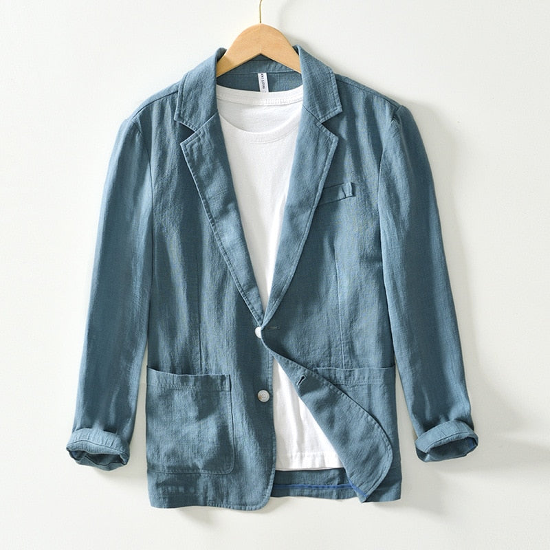 Classic Linen Blazer-Blackriss