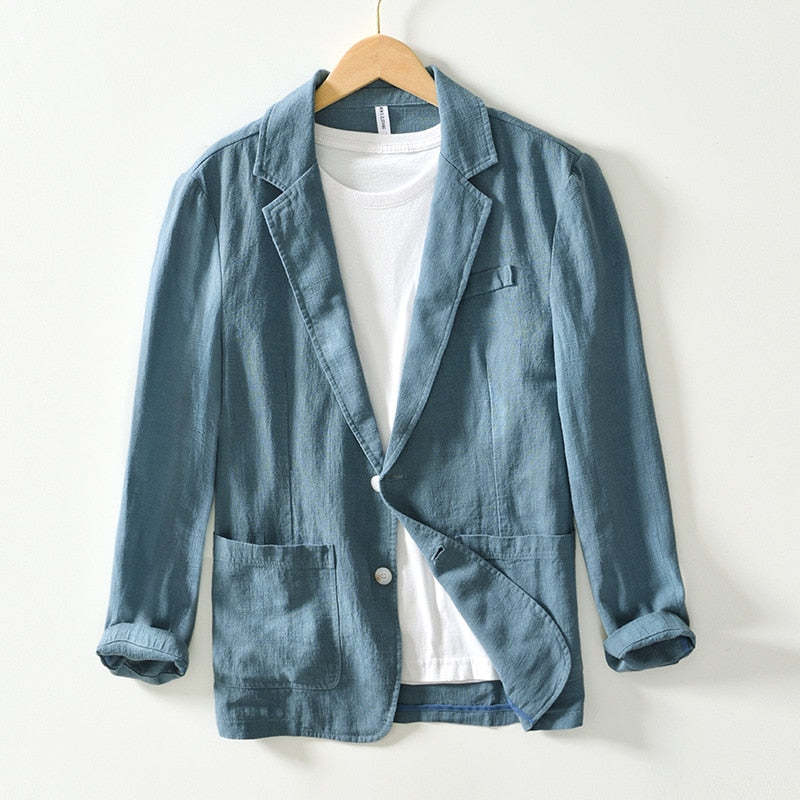 Classic Linen Blazer-Blackriss