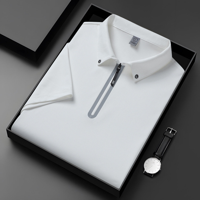 Men's Luxury Zip Polo Shirt-Blackriss