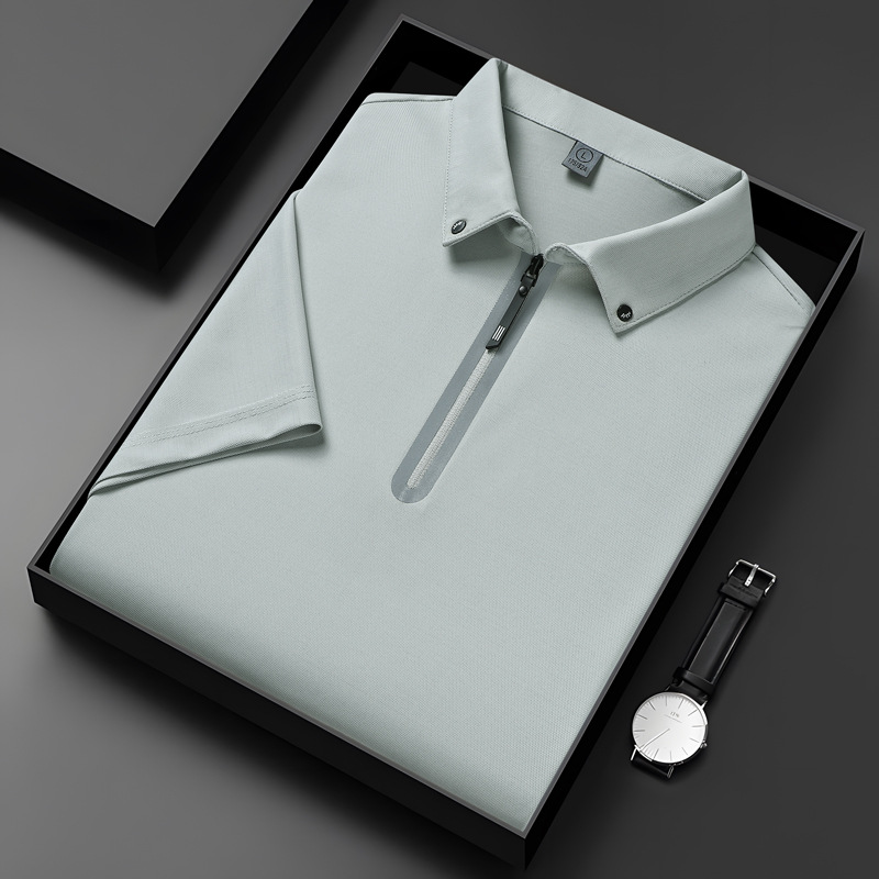 Men's Luxury Zip Polo Shirt-Blackriss