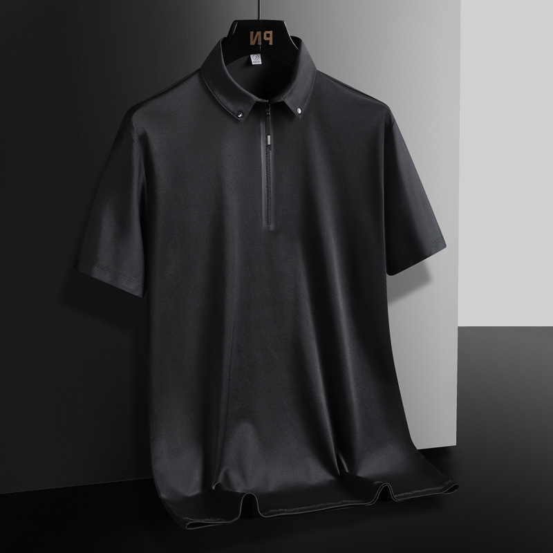 Men's Luxury Zip Polo Shirt-Blackriss