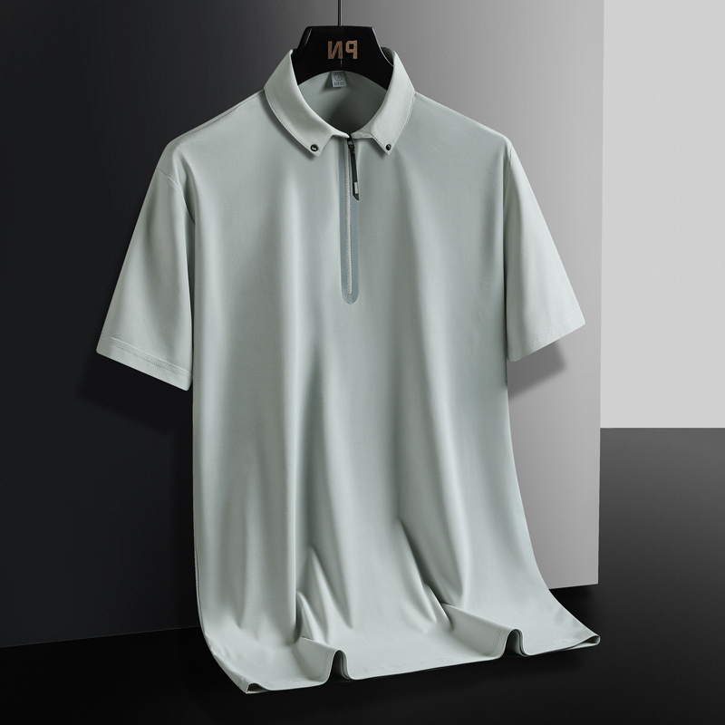 Men's Luxury Zip Polo Shirt-Blackriss