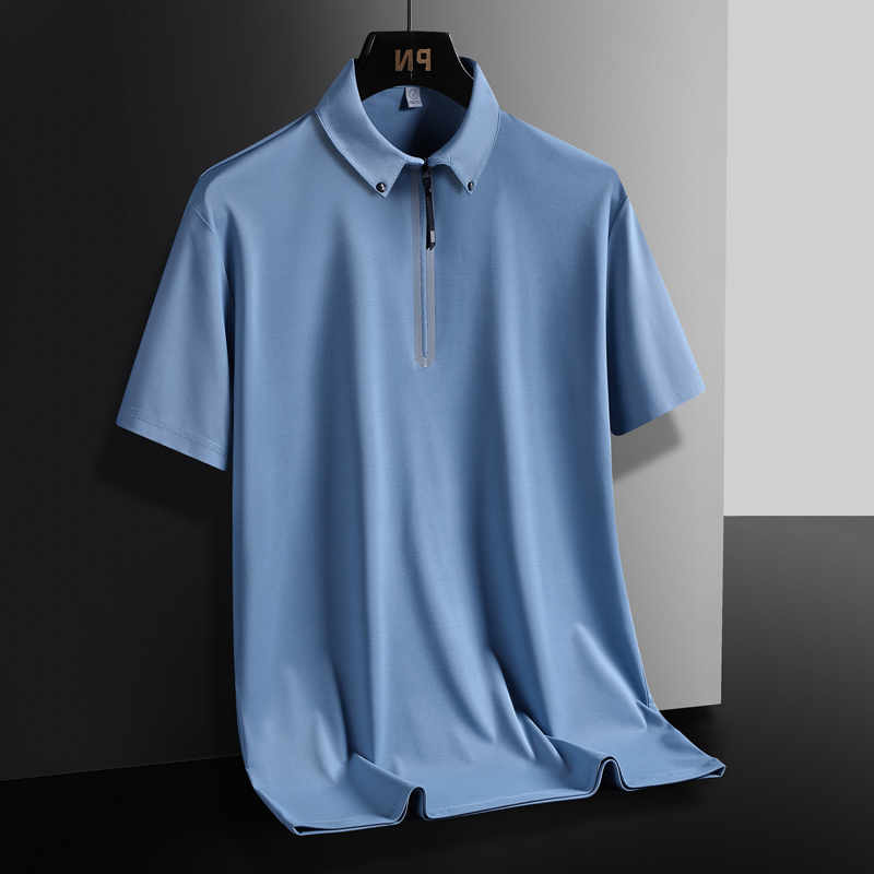 Men's Luxury Zip Polo Shirt-Blackriss