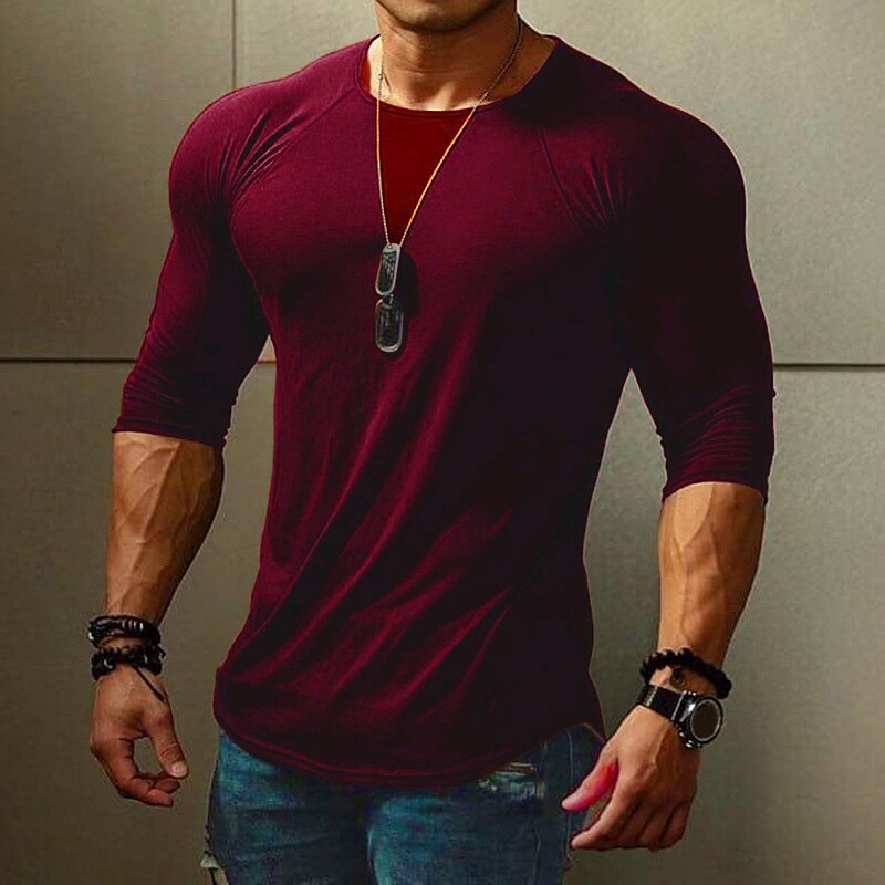 BLACKRISS™Men's Workout Shirt Running Shirt Patchwork Long Sleeve Base Layer Top-Blackriss