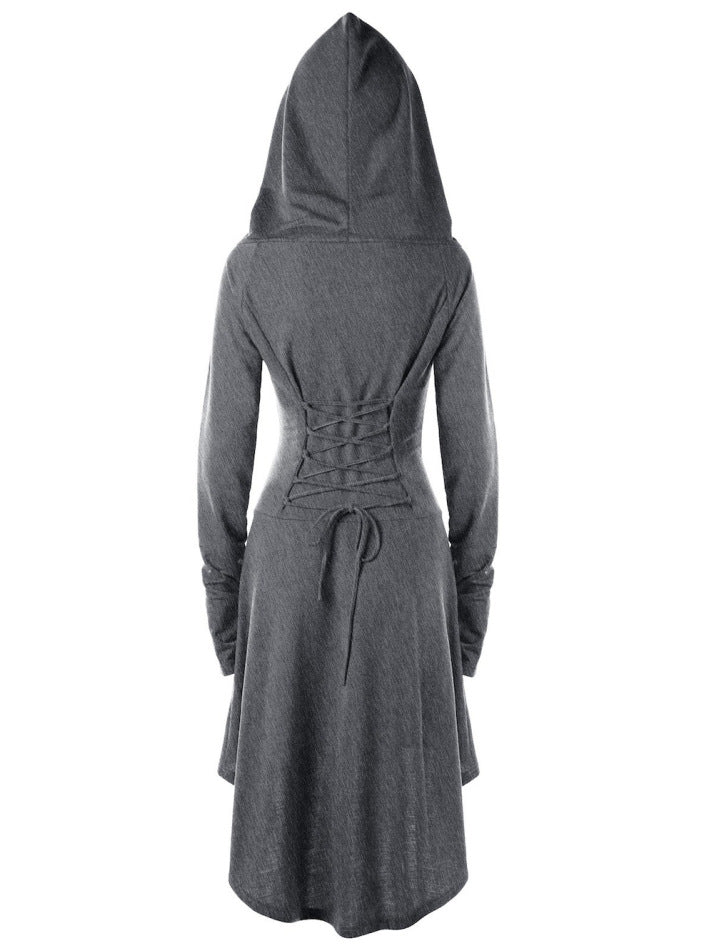 BLACKRISS™Gothic Punk Black Hooded Dresses for Women-Blackriss